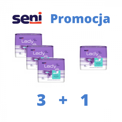 PROMOCJA 3+1 Wkładki urologiczne dla kobiet Seni Lady Slim Extra 15 sztuk