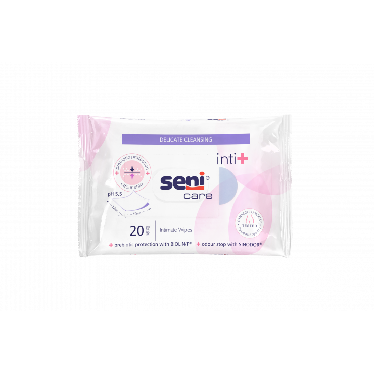 Chusteczki do higieny intymnej Inti+ z prebiotykiem Seni Care 20 sztuk