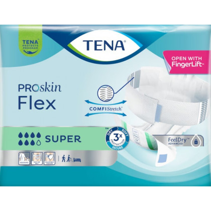 Pieluchomajtki z regulowanym pasem biodrowym TENA FLEX ProSkin Super 30 sztuki